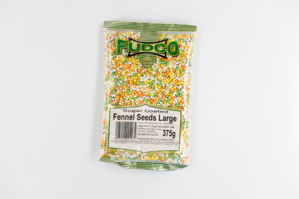 FUDCO SUGAR COATED LARGE FENNEL SEEDS 375gms