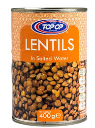TOP OP LENTILS IN SALTED WATER